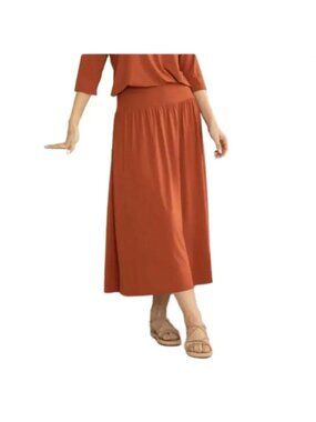 NEW Orange Fashion Village Rust Bamboo Midi Skirt Size Large/XL